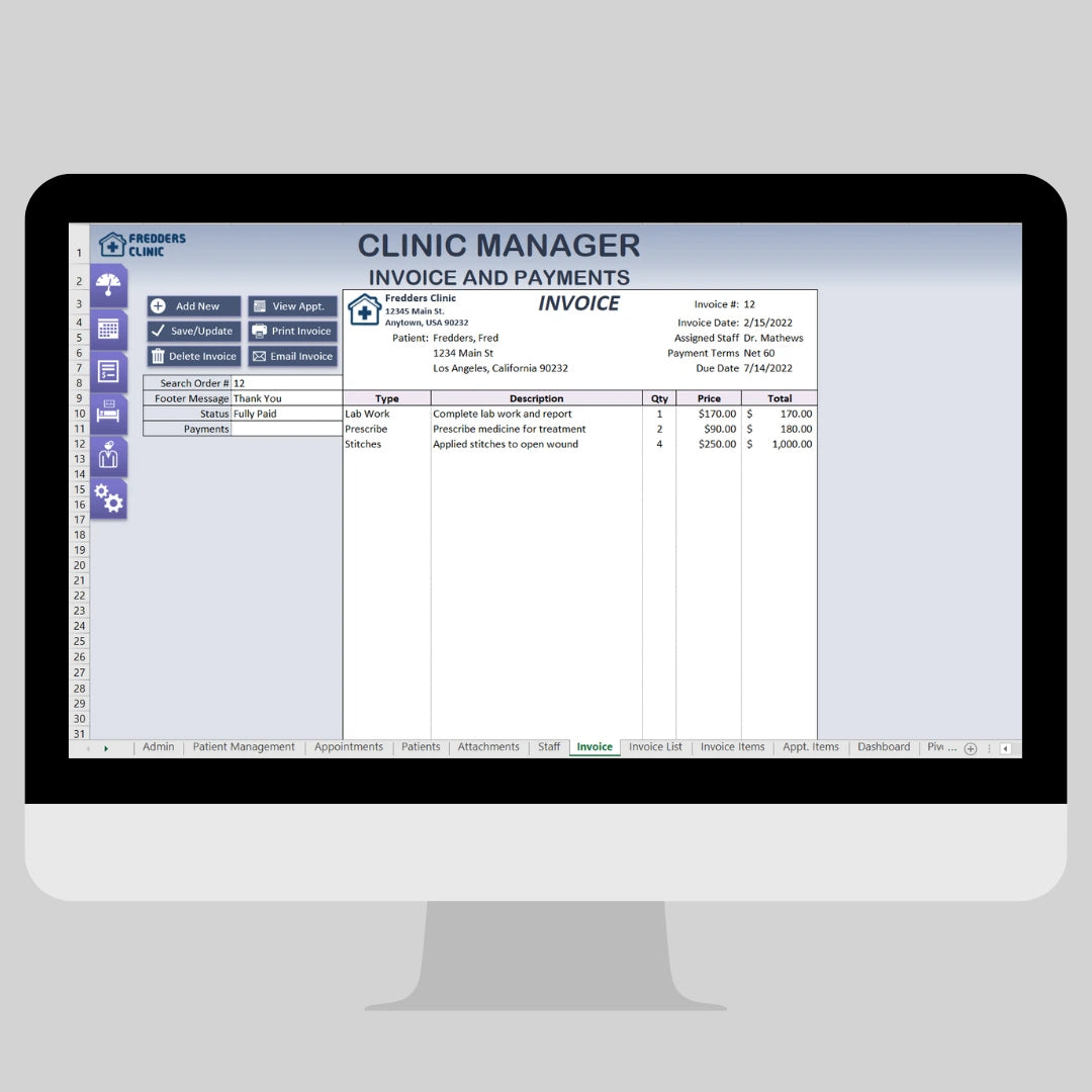 excel and csv template for patient payment and Billing