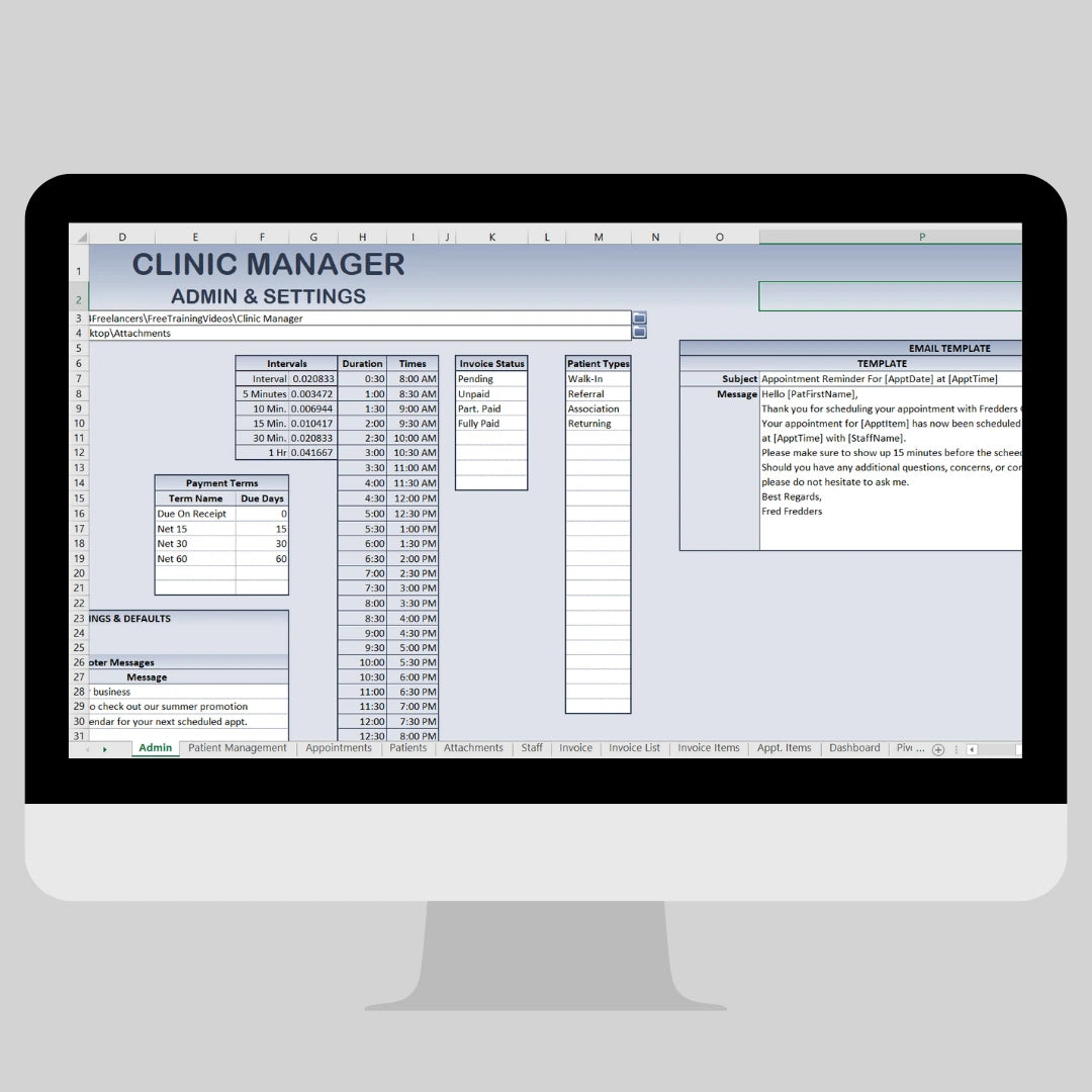 Medical office and clinic csv file dashboard