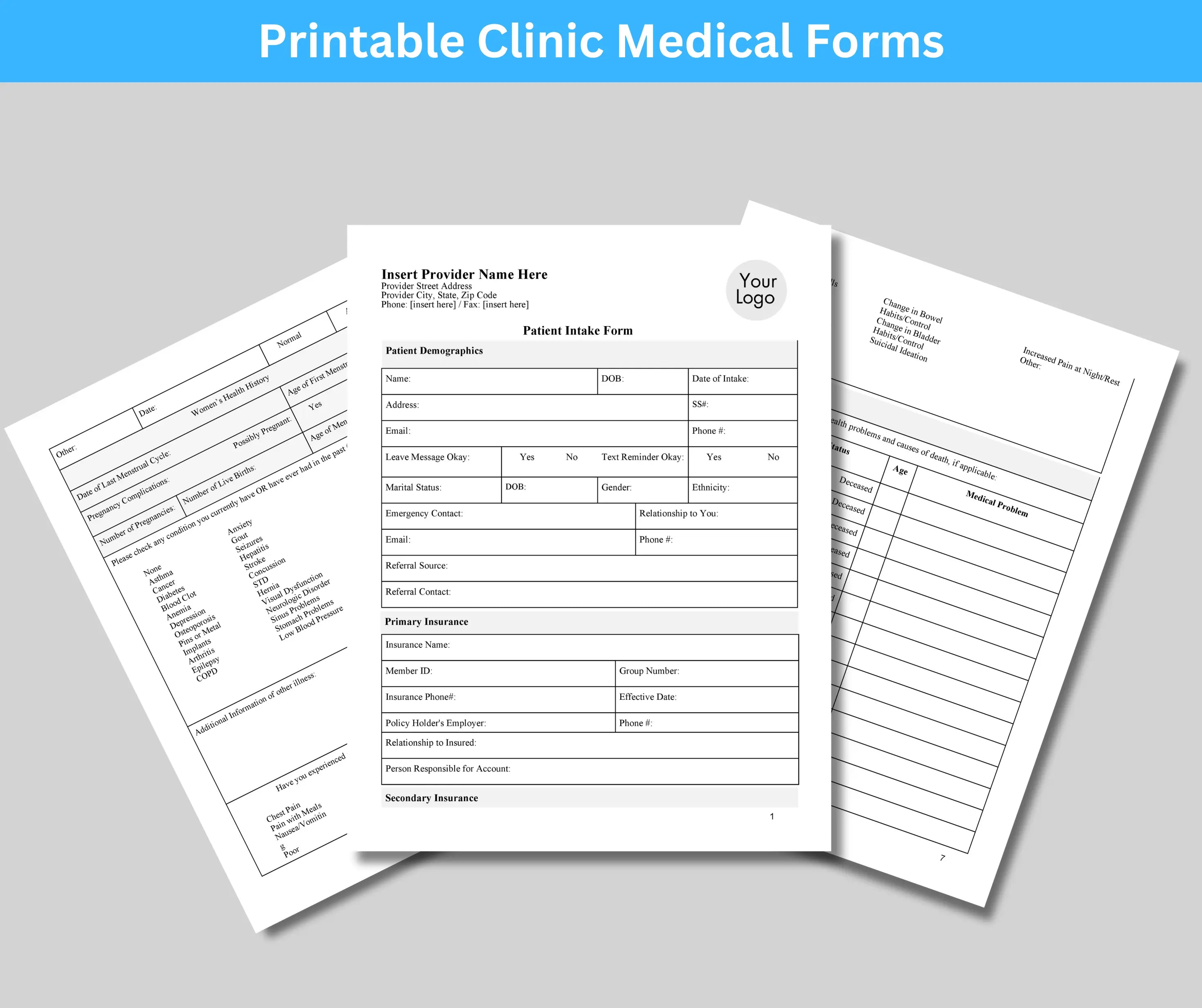 Customizable DOC format patient Intake form