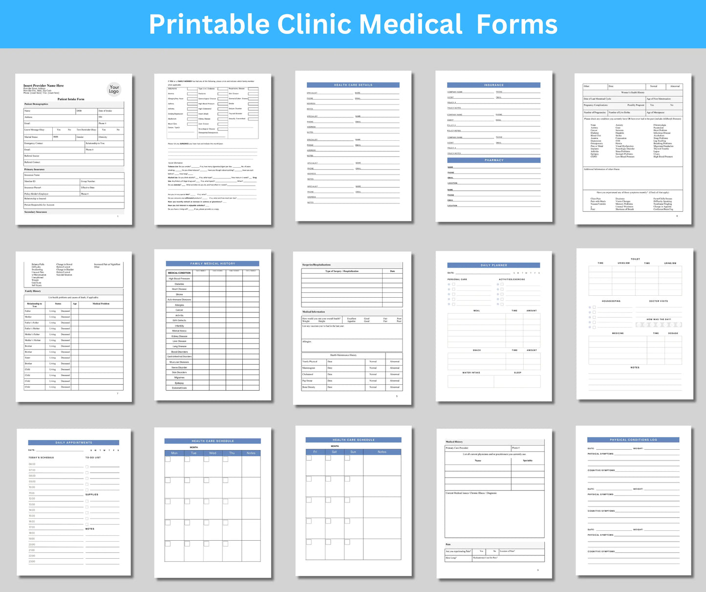 Editable and printable clinic forms all inclusive